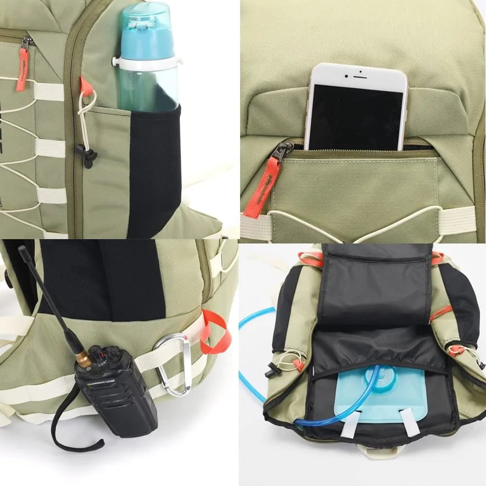Bseash 40L Waterproof Hiking Camping Backpack with Rain Cover, Outdoor Sport Travel Daypack Rucksack for Skiing Cycling (Pea Green)