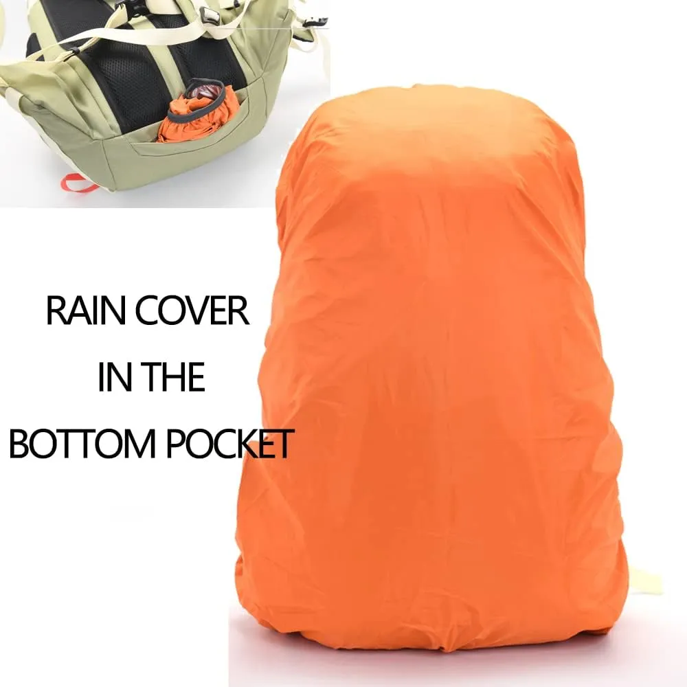 Bseash 40L Waterproof Hiking Camping Backpack with Rain Cover, Outdoor Sport Travel Daypack Rucksack for Skiing Cycling (Pea Green)