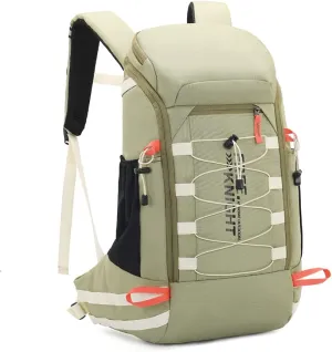 Bseash 40L Waterproof Hiking Camping Backpack with Rain Cover, Outdoor Sport Travel Daypack Rucksack for Skiing Cycling (Pea Green)
