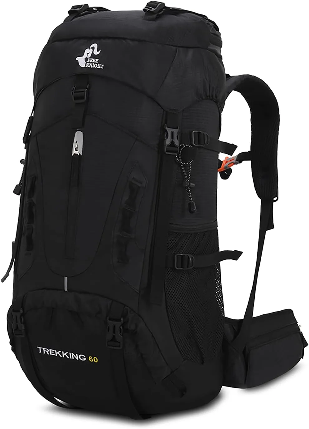 Bseash 60L Hiking Camping Backpack with Rain Cover, Waterproof Large Capacity Outdoor Sport Travel Daypack Climbing Touring (Black)