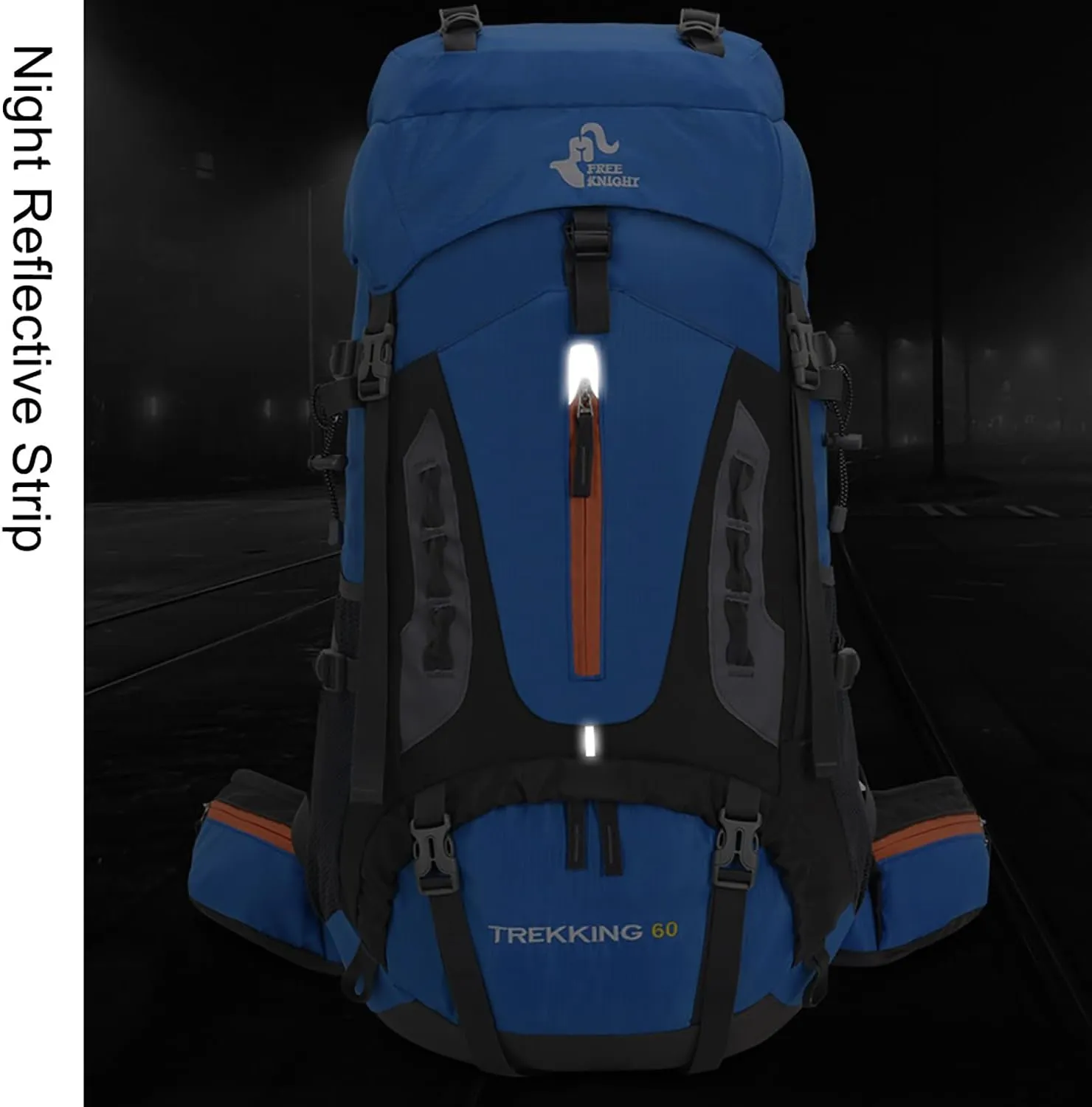 Bseash 60L Hiking Camping Backpack with Rain Cover, Waterproof Large Capacity Outdoor Sport Travel Daypack Climbing Touring (Navy Blue)