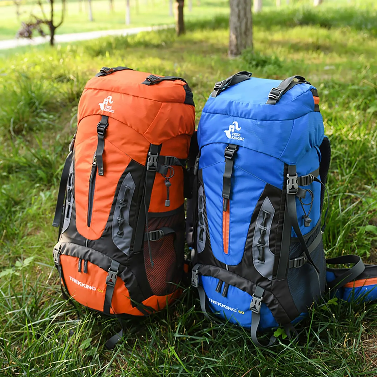 Bseash 60L Hiking Camping Backpack with Rain Cover, Waterproof Large Capacity Outdoor Sport Travel Daypack Climbing Touring (Navy Blue)