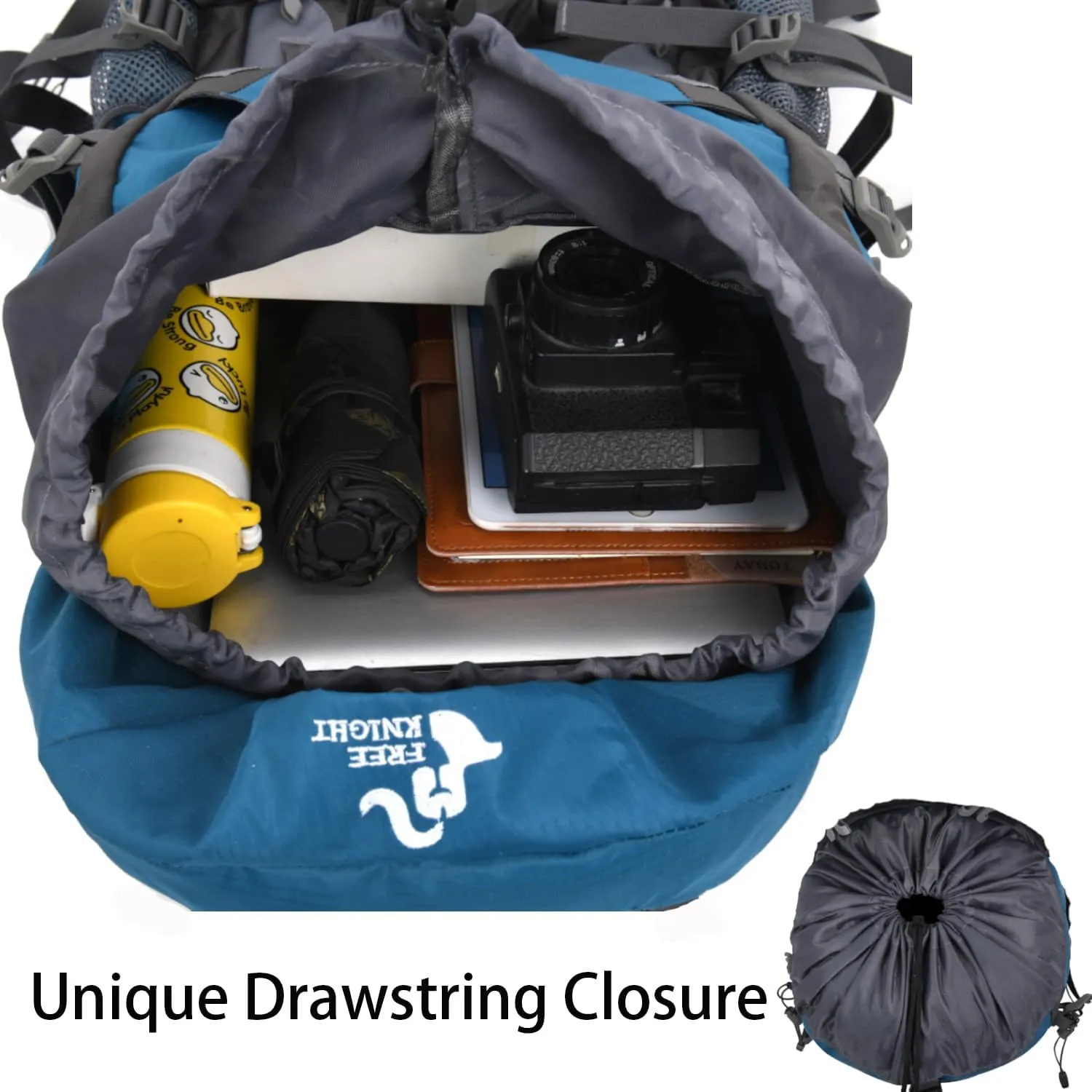 Bseash 60L Hiking Camping Backpack with Rain Cover, Waterproof Large Capacity Outdoor Sport Travel Daypack Climbing Touring (Navy Blue)