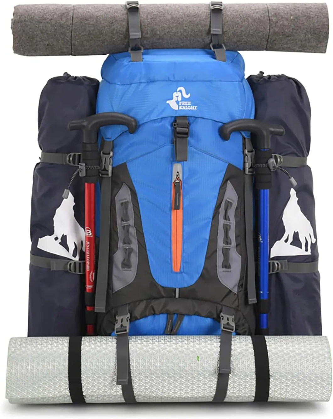 Bseash 60L Hiking Camping Backpack with Rain Cover, Waterproof Large Capacity Outdoor Sport Travel Daypack Climbing Touring (Navy Blue)