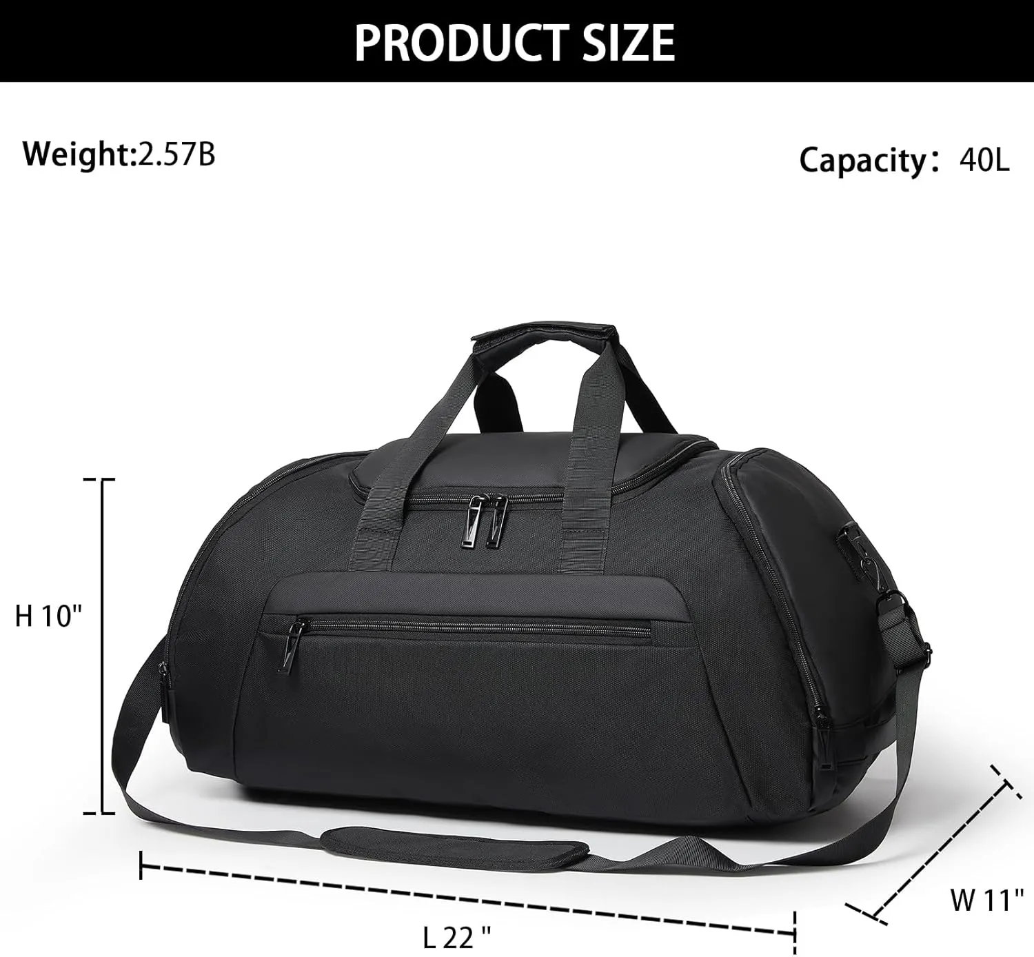 BSHG Gym Bags For Men & Women Waterproof Sports Duffel Bags Travel Backpack Weekender Bag For Men Women Overnight Bag With Shoe Compartment & Wet Pocket Mens Gym Bag B-GD-001-Black