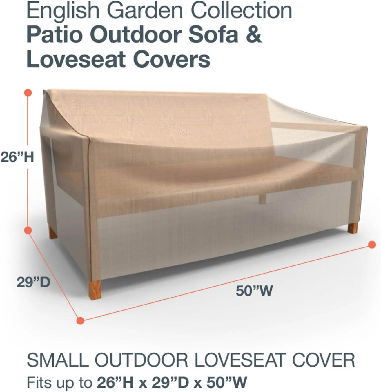 Budge P3A03PM1 English Garden Patio Loveseat Cover Heavy Duty and Waterproof, Small, Tan Tweed