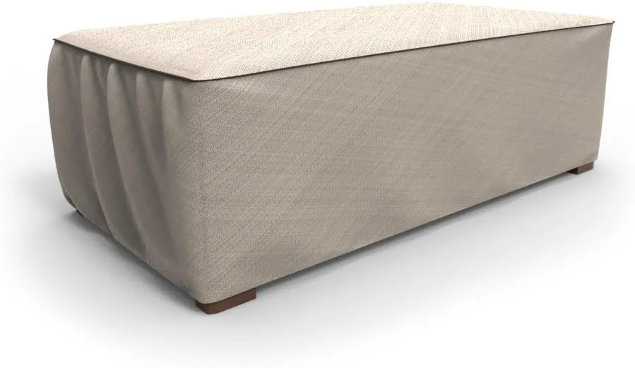 Budge P5A35PM1 English Garden Patio Ottoman / Coffee Table Cover Heavy Duty and Waterproof, Medium, Tan Tweed