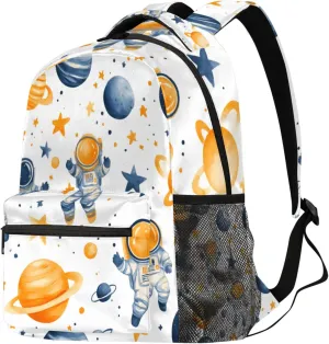 Budxapjw Cartoon Astronaut Travel Laptop Backpack for Women Men Cosmic Planet Waterproof Bag with Adjustable Padded Shoulder Straps for Business Work Travel Hiking Camping
