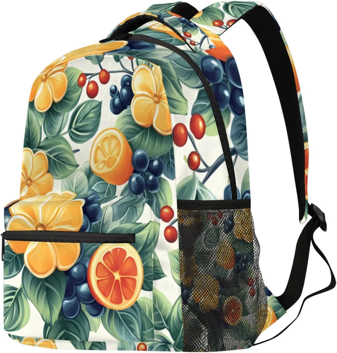 Budxapjw Cartoon Lemon Travel Laptop Backpack for Women Men Flower Leaf Waterproof Bag with Adjustable Padded Shoulder Straps for Business Work Travel Hiking Camping