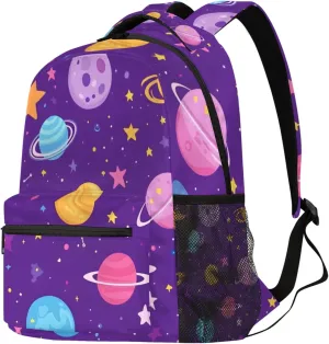 Budxapjw Cartoon Planet Travel Laptop Backpack for Women Men Colorful Planet Waterproof Bag with Adjustable Padded Shoulder Straps for Business Work Travel Hiking Camping