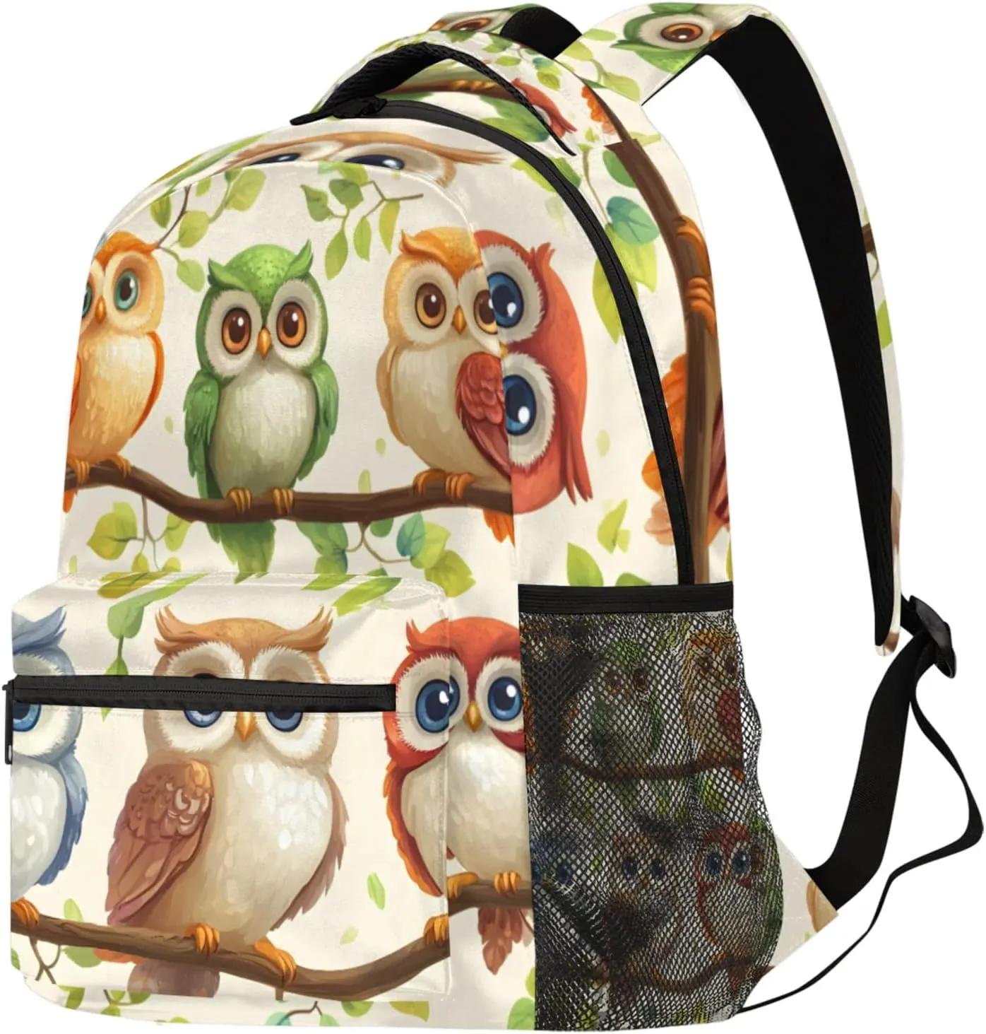 Budxapjw Colored Owl Travel Laptop Backpack for Women Men Cute Owl Waterproof Bag with Adjustable Padded Shoulder Straps for Business Work Travel Hiking Camping