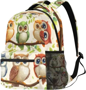 Budxapjw Colored Owl Travel Laptop Backpack for Women Men Cute Owl Waterproof Bag with Adjustable Padded Shoulder Straps for Business Work Travel Hiking Camping