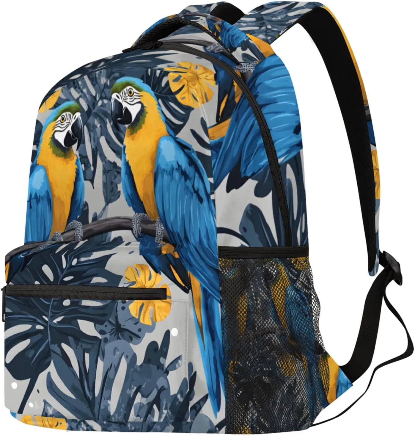 Budxapjw Colored Parrot Travel Laptop Backpack for Women Men Palm Leaf Waterproof Bag with Adjustable Padded Shoulder Straps for Business Work Travel Hiking Camping