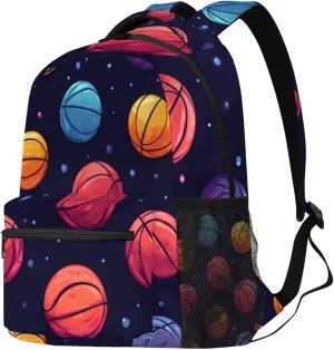 Budxapjw Colorful Basketball Travel Laptop Backpack for Women Men Cartoon Basketball Waterproof Bag with Adjustable Padded Shoulder Straps for Business Work Travel Hiking Camping