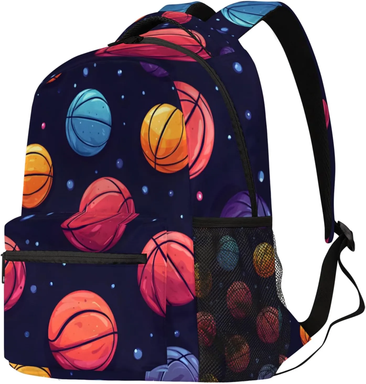 Budxapjw Colorful Basketball Travel Laptop Backpack for Women Men Cartoon Basketball Waterproof Bag with Adjustable Padded Shoulder Straps for Business Work Travel Hiking Camping