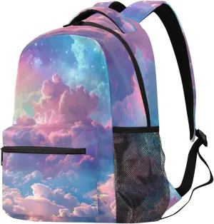 Budxapjw Colorful Clouds Travel Laptop Backpack for Women Men Rainbow Stars Waterproof Bag with Adjustable Padded Shoulder Straps for Business Work Travel Hiking Camping