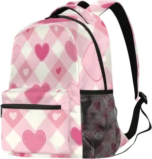 Budxapjw Colorful Heart Travel Laptop Backpack for Women Men Rhombus Pattern Waterproof Bag with Adjustable Padded Shoulder Straps for Business Work Travel Hiking Camping