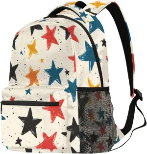 Budxapjw Colorful Stars Travel Laptop Backpack for Women Men Vintage Stars Waterproof Bag with Adjustable Padded Shoulder Straps for Business Work Travel Hiking Camping