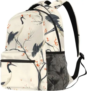Budxapjw Cute Crane Travel Laptop Backpack for Women Men Maple Tree Waterproof Bag with Adjustable Padded Shoulder Straps for Business Work Travel Hiking Camping