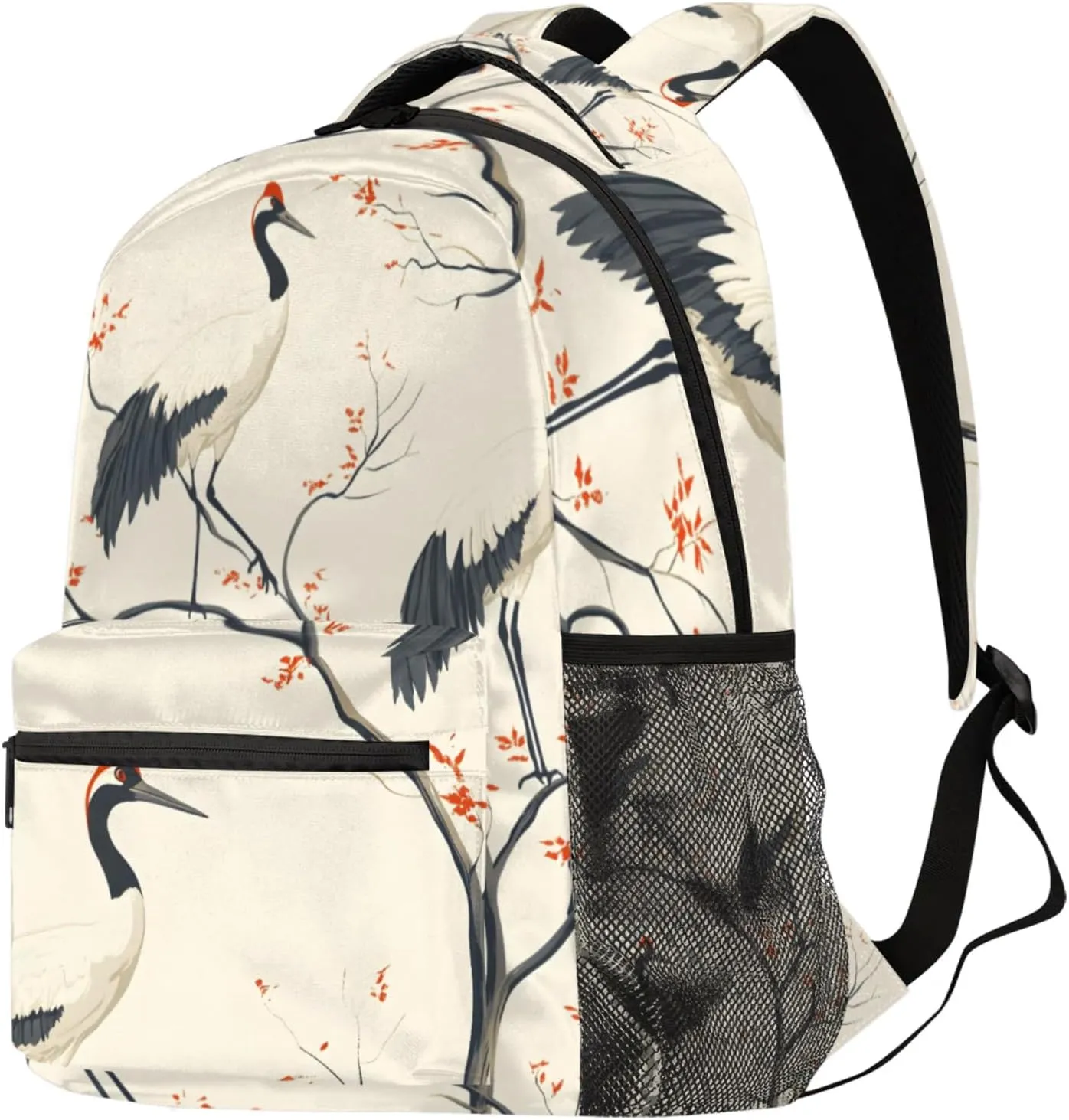 Budxapjw Cute Crane Travel Laptop Backpack for Women Men Maple Tree Waterproof Bag with Adjustable Padded Shoulder Straps for Business Work Travel Hiking Camping