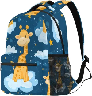 Budxapjw Cute Giraffe Travel Laptop Backpack for Women Men Star Cloud Waterproof Bag with Adjustable Padded Shoulder Straps for Business Work Travel Hiking Camping