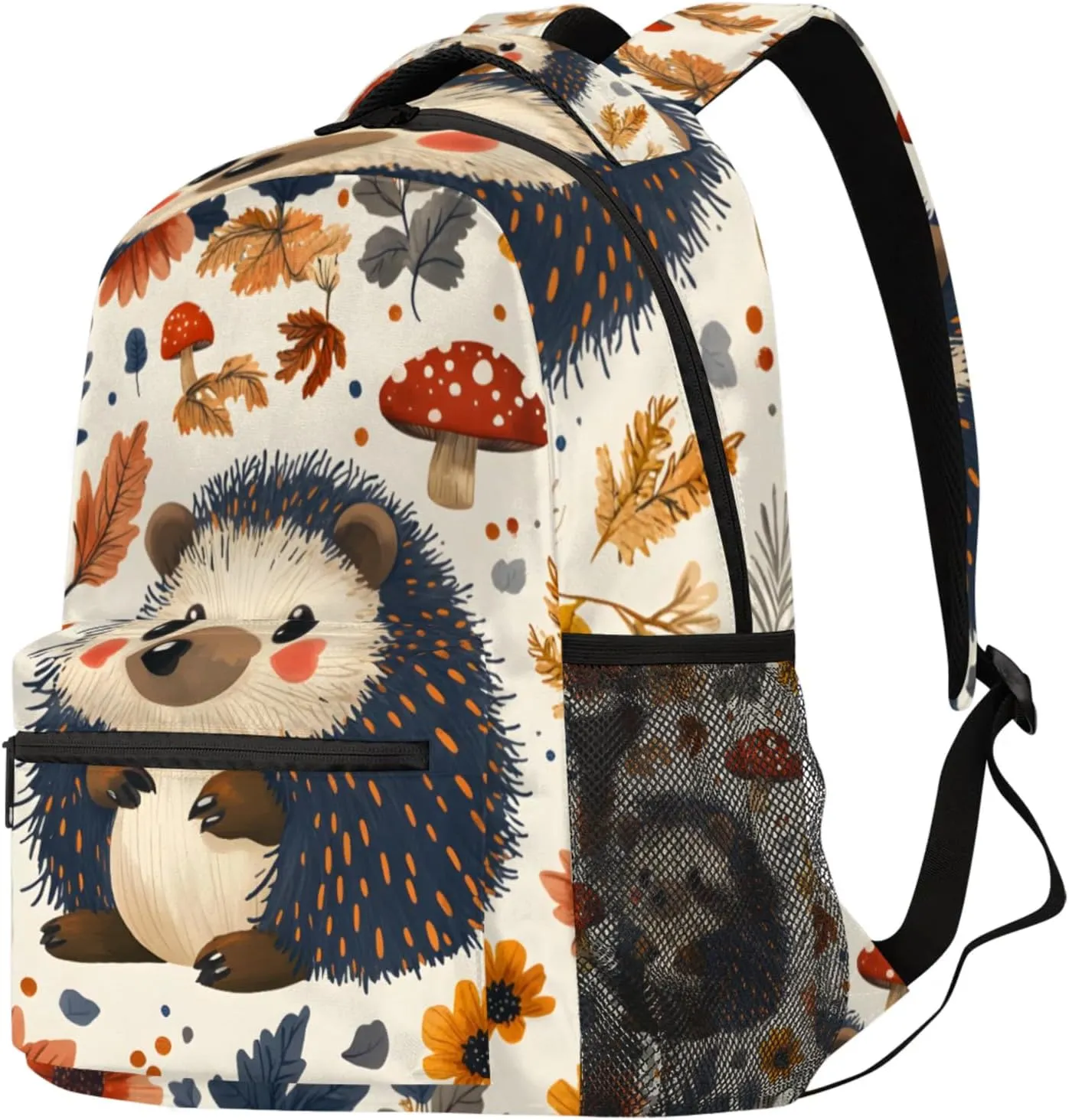 Budxapjw Cute Hedgehog Travel Laptop Backpack for Women Men Colorful Leaf Waterproof Bag with Adjustable Padded Shoulder Straps for Business Work Travel Hiking Camping
