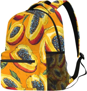 Budxapjw Fruit Papaya Travel Laptop Backpack for Women Men Papaya Pattern Waterproof Bag with Adjustable Padded Shoulder Straps for Business Work Travel Hiking Camping