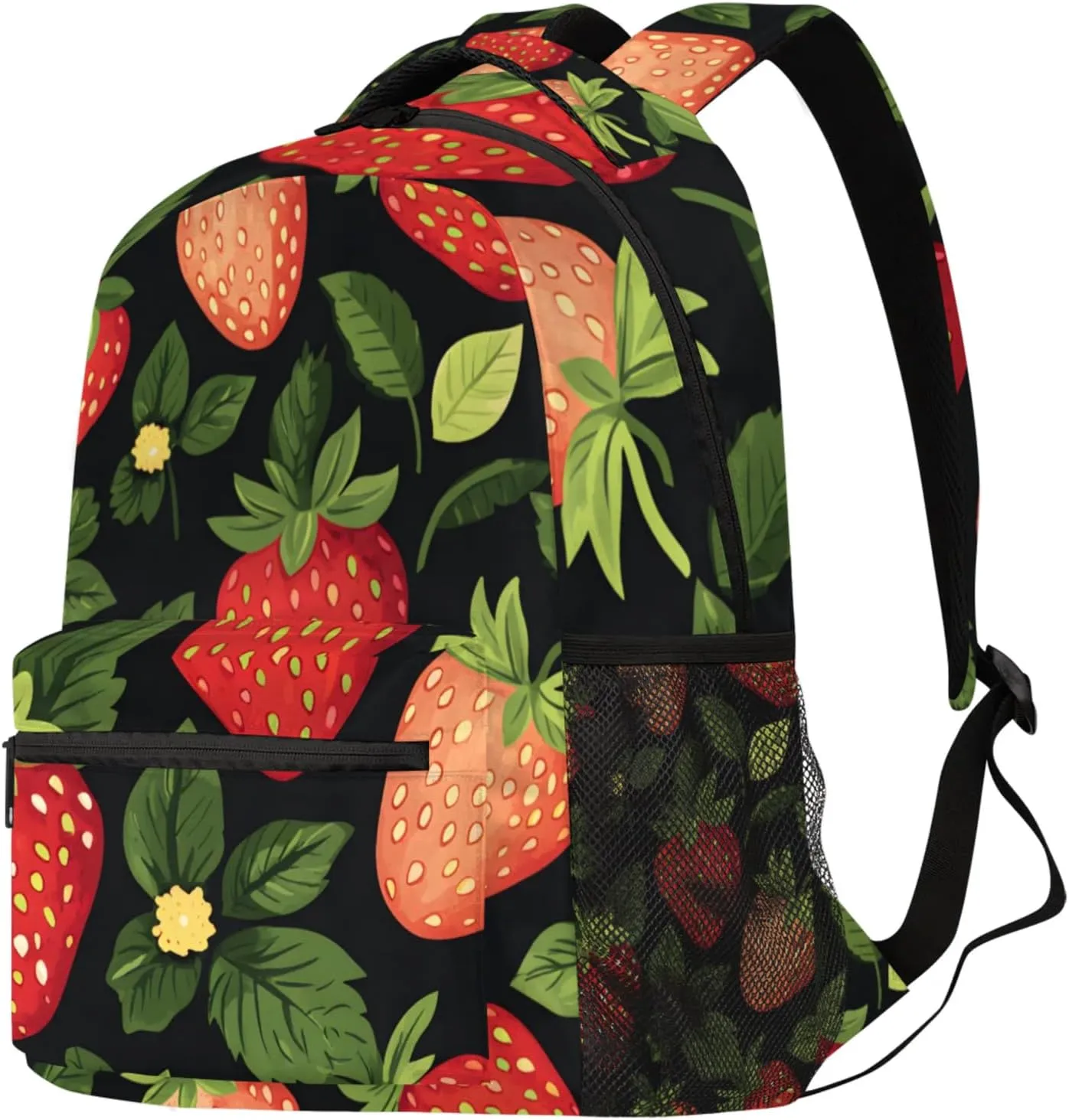 Budxapjw Fruit Strawberry Travel Laptop Backpack for Women Men Strawberry Pattern Waterproof Bag with Adjustable Padded Shoulder Straps for Business Work Travel Hiking Camping