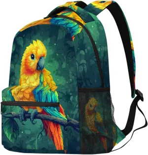 Budxapjw Lovely Parrot Travel Laptop Backpack for Women Men Animal Parrot Waterproof Bag with Adjustable Padded Shoulder Straps for Business Work Travel Hiking Camping