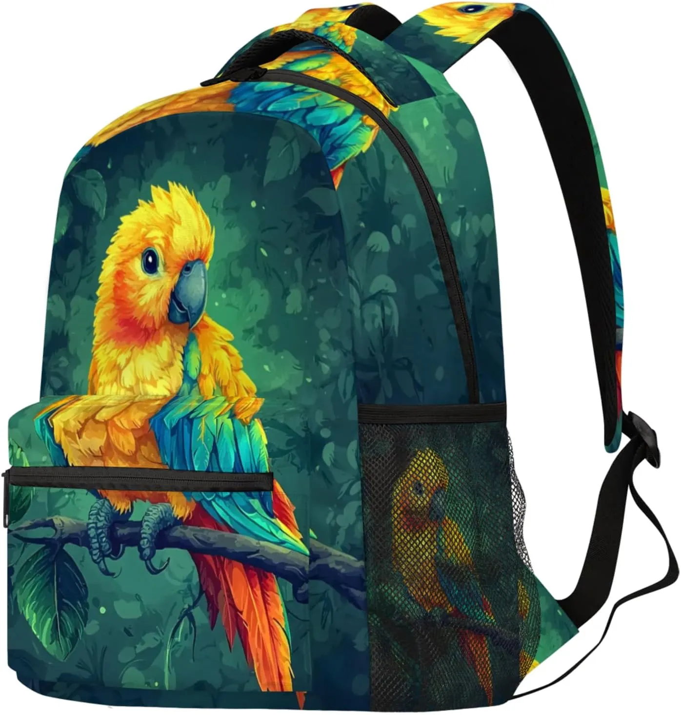 Budxapjw Lovely Parrot Travel Laptop Backpack for Women Men Animal Parrot Waterproof Bag with Adjustable Padded Shoulder Straps for Business Work Travel Hiking Camping