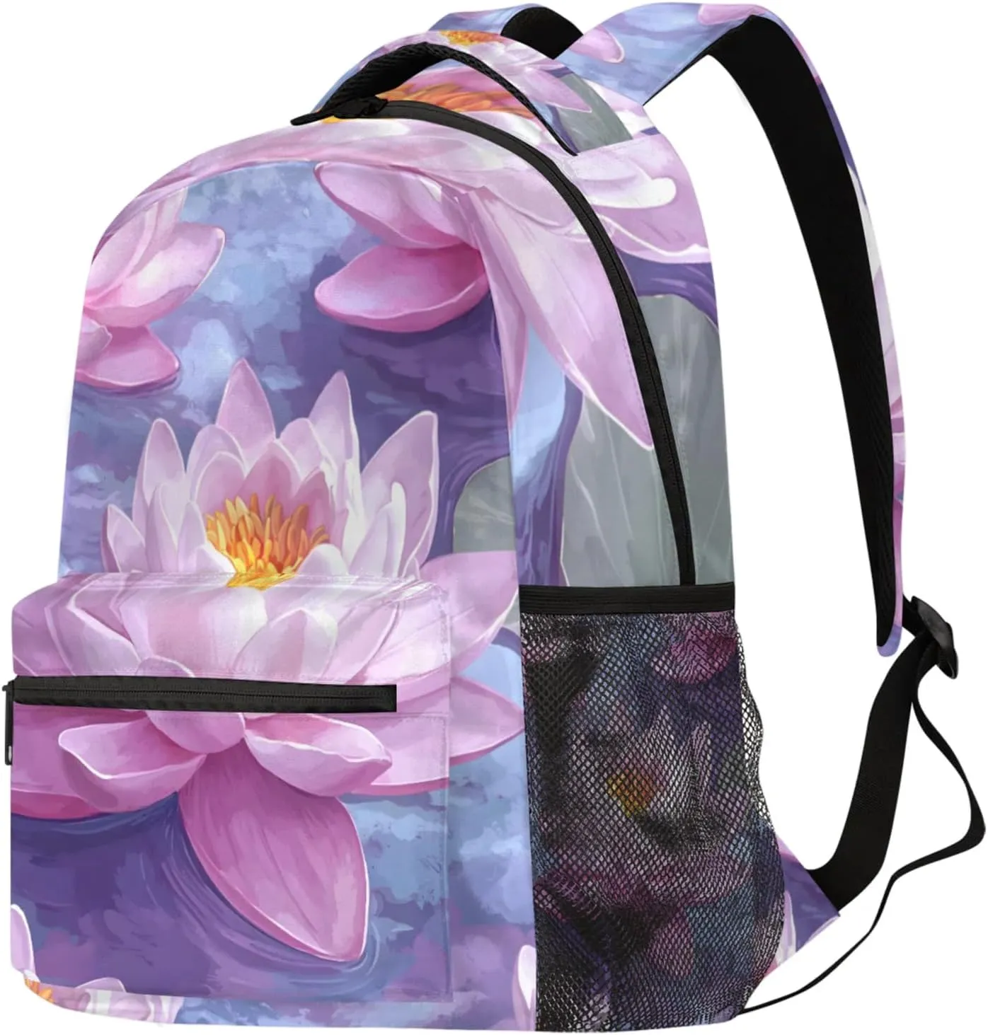 Budxapjw Pink Lotus Travel Laptop Backpack for Women Men Lotus Pattern Waterproof Bag with Adjustable Padded Shoulder Straps for Business Work Travel Hiking Camping
