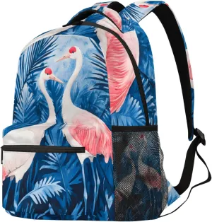 Budxapjw Watercolor Crane Travel Laptop Backpack for Women Men Palm Leaves Waterproof Bag with Adjustable Padded Shoulder Straps for Business Work Travel Hiking Camping