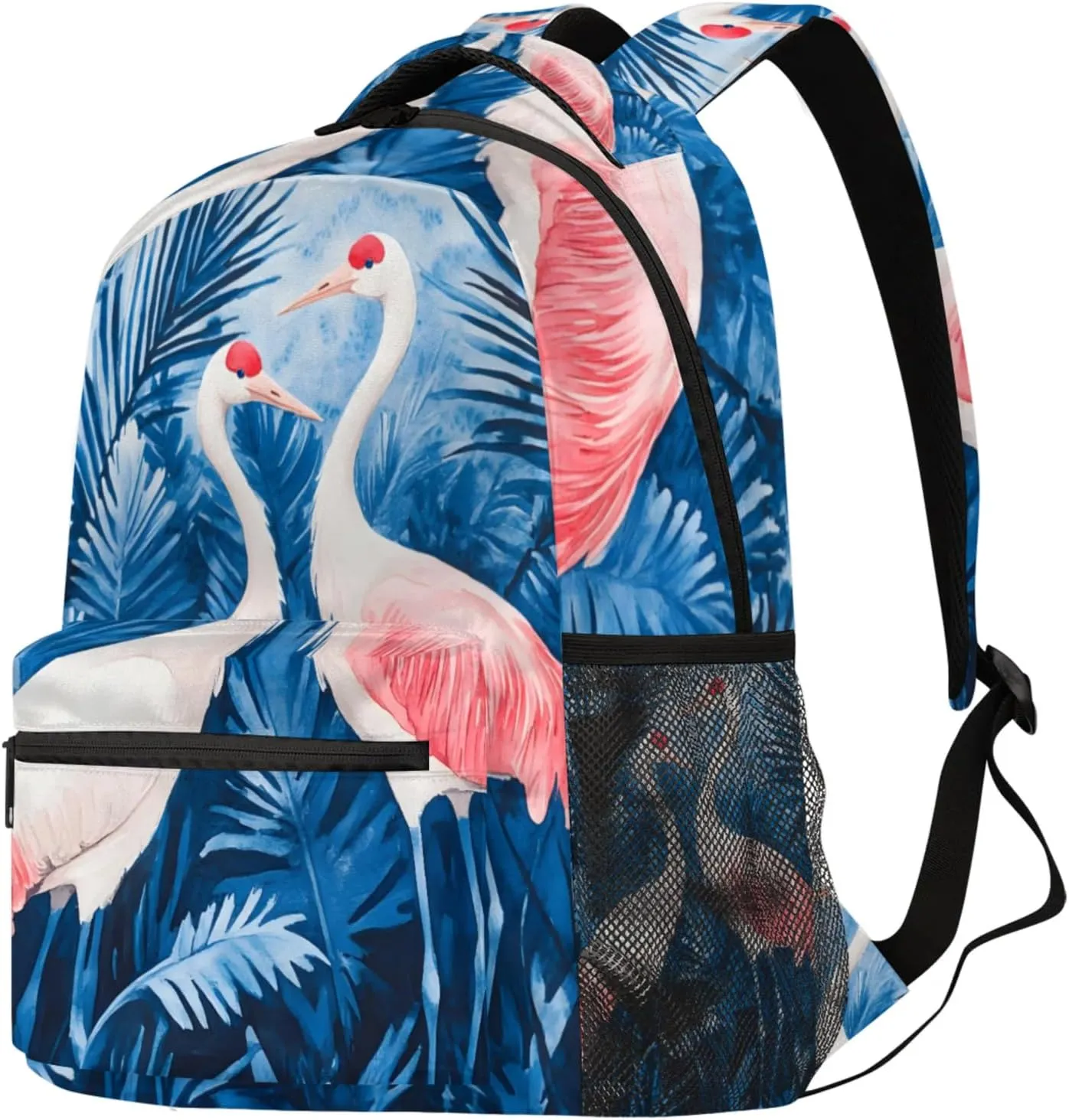 Budxapjw Watercolor Crane Travel Laptop Backpack for Women Men Palm Leaves Waterproof Bag with Adjustable Padded Shoulder Straps for Business Work Travel Hiking Camping