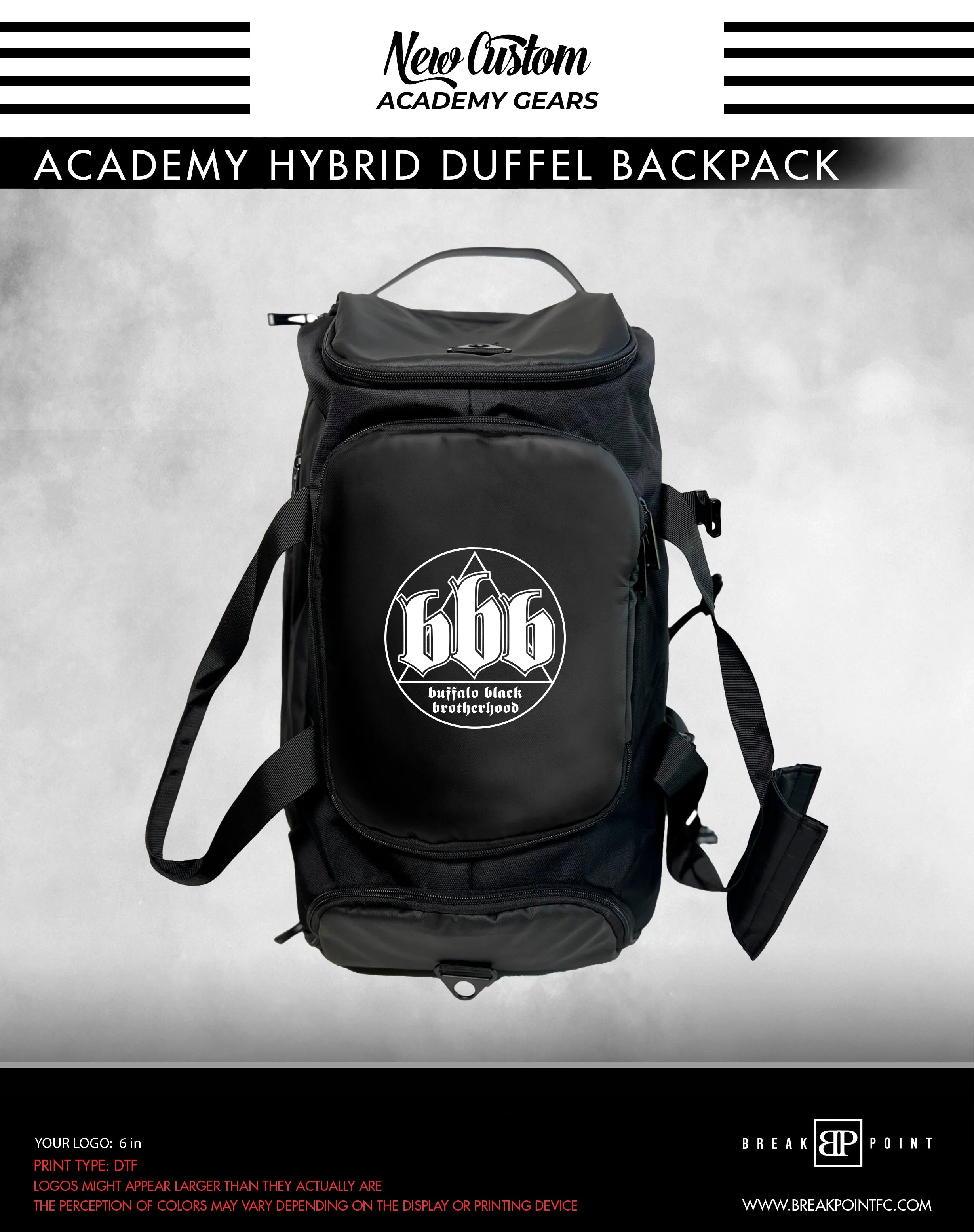 Buffalo Black Brotherhood Academy Hybrid Duffel Backpack #242