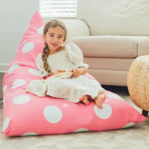 Butterfly Craze Bean Bag Chair Cover, Functional Toddler Toy Organizer, Fill with Stuffed Animals to Create a Jumbo, Comfy Floor Lounger for Boys or Girls, Stuffing Not Included, Light Pink Polka Dots