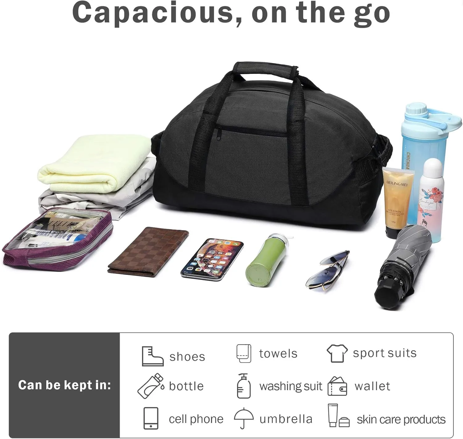 BuyAgain Duffle Bag, 18" Travel Carry On Sport Duffel Gym Bag with Top Handle For men Or Women