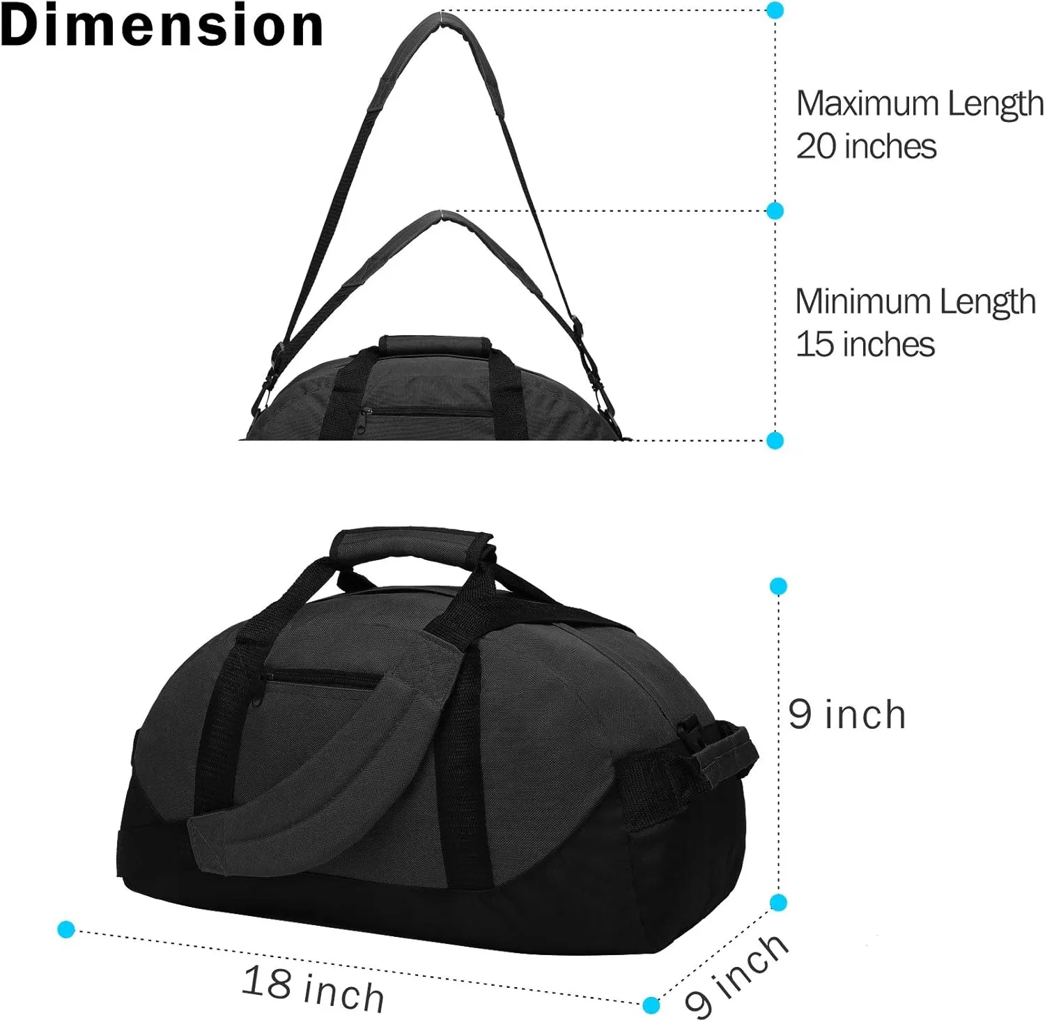 BuyAgain Duffle Bag, 18" Travel Carry On Sport Duffel Gym Bag with Top Handle For men Or Women