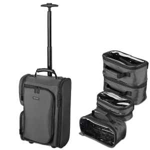BYOOTIQUE Rolling Makeup Train Case 2in1 Makeup Travel Backpack Cosmetic Carry-on Backpack Shoulder Organizer Storage Cosmetology Trolley Bag makeup travel case with 5 Removable Travel Zipper Bag