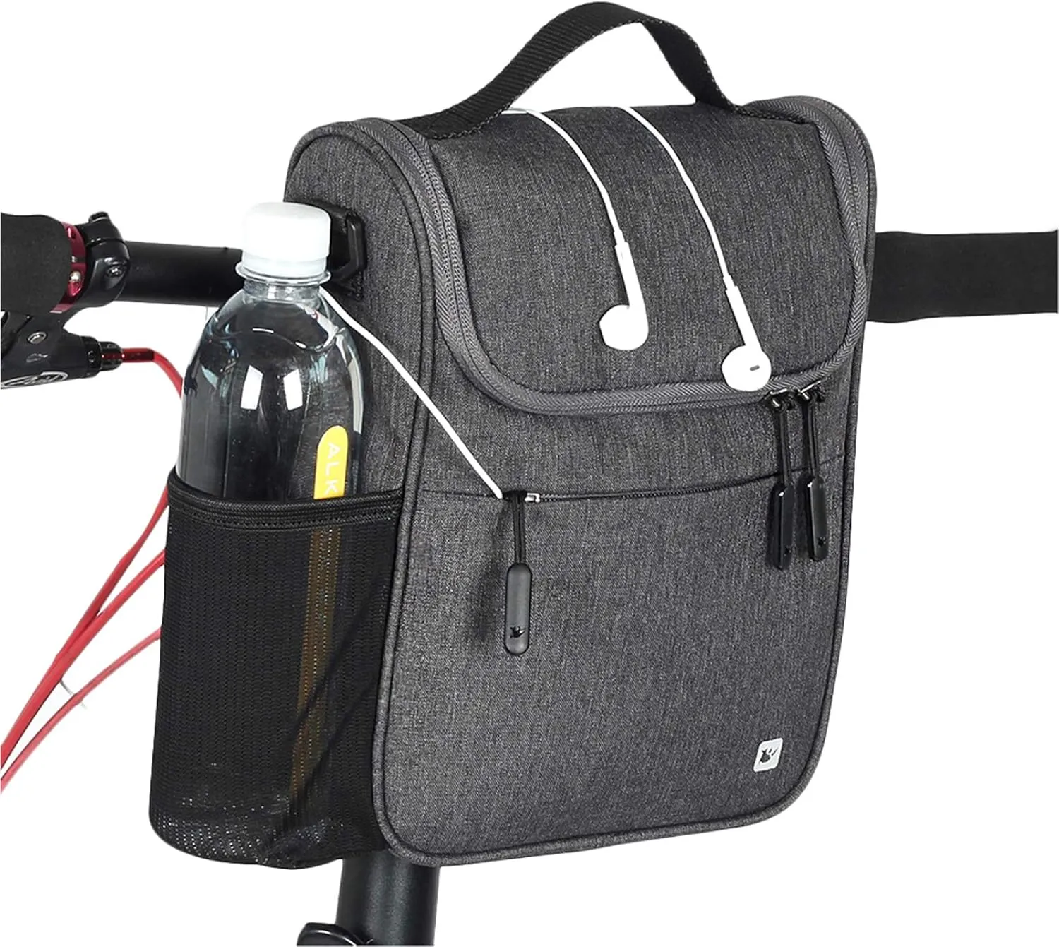CamGo Waterproof Handlebar Bag for Bike - Cycling Front Storage Basket Bags Multipurpose Shoulder Pack Canvas Handbags with Rain Cover (Grey)