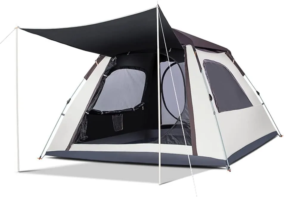 Camping Pop Up Tent for 3-4 Person, Waterproof Family Tent with Top Rainfly Instant Cabin Tent for Camping, Backpacking, Hiking & Outdoor Music Festivals