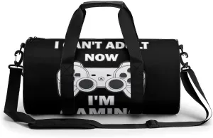 Can't Adult Now I'm Gaming Gym Sport Bag Travel Duffle Backpack Weekender Overnight with Shoes Compartment for Women Men