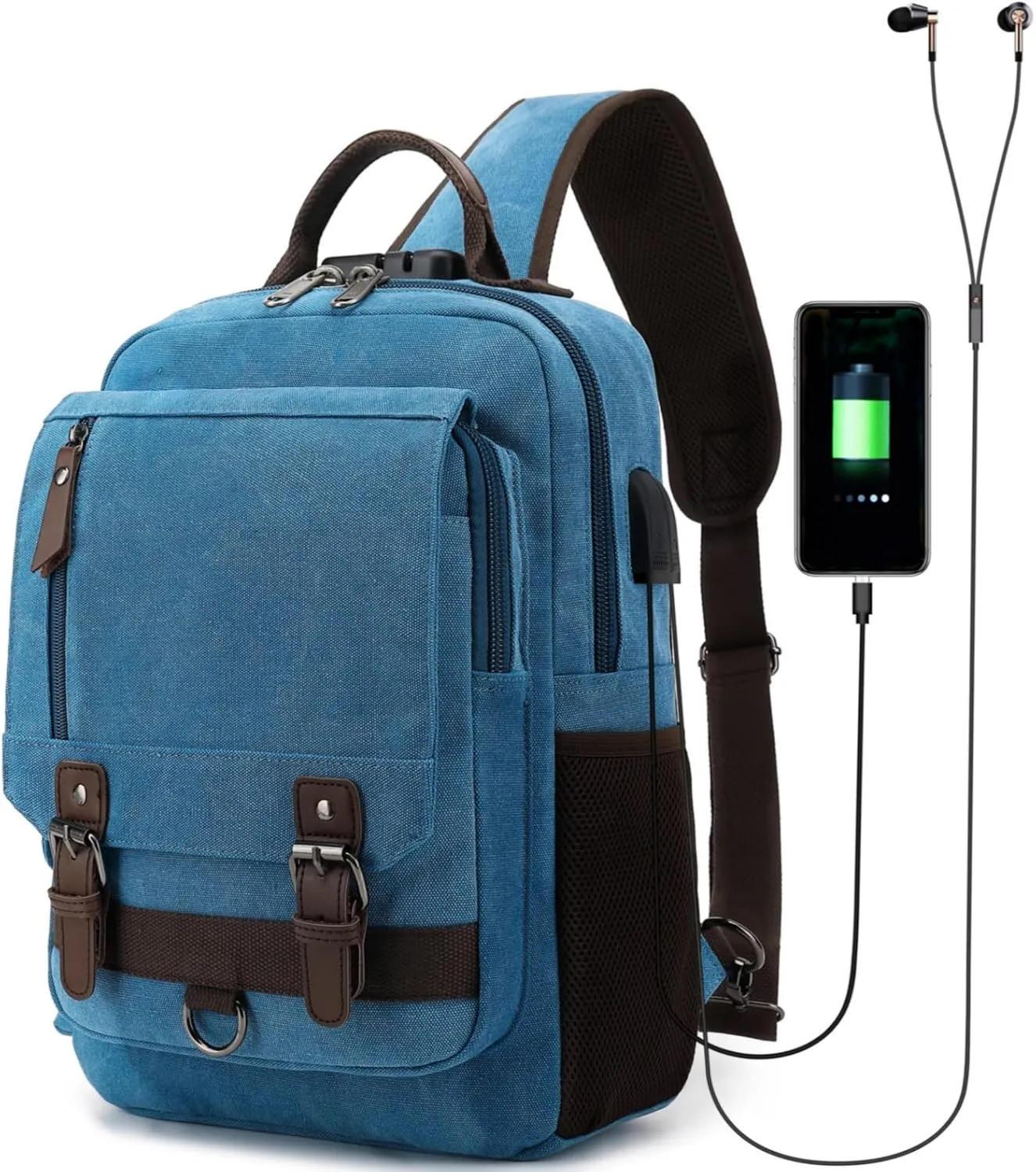 Canvas Messenger Bag Crossbody Shoulder Backpack Sling Bag Rucksack Daypack Casual Travel