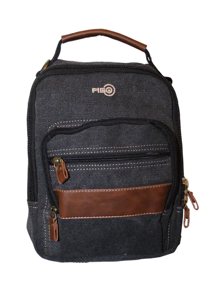 Canvas Sling Bag Shoulder Strap Messenger Travel Pack W Tablet Pocket - Black