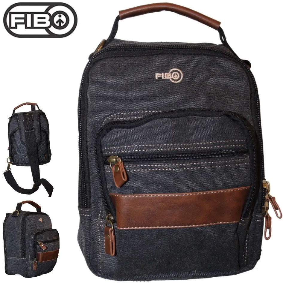 Canvas Sling Bag Shoulder Strap Messenger Travel Pack W Tablet Pocket - Black