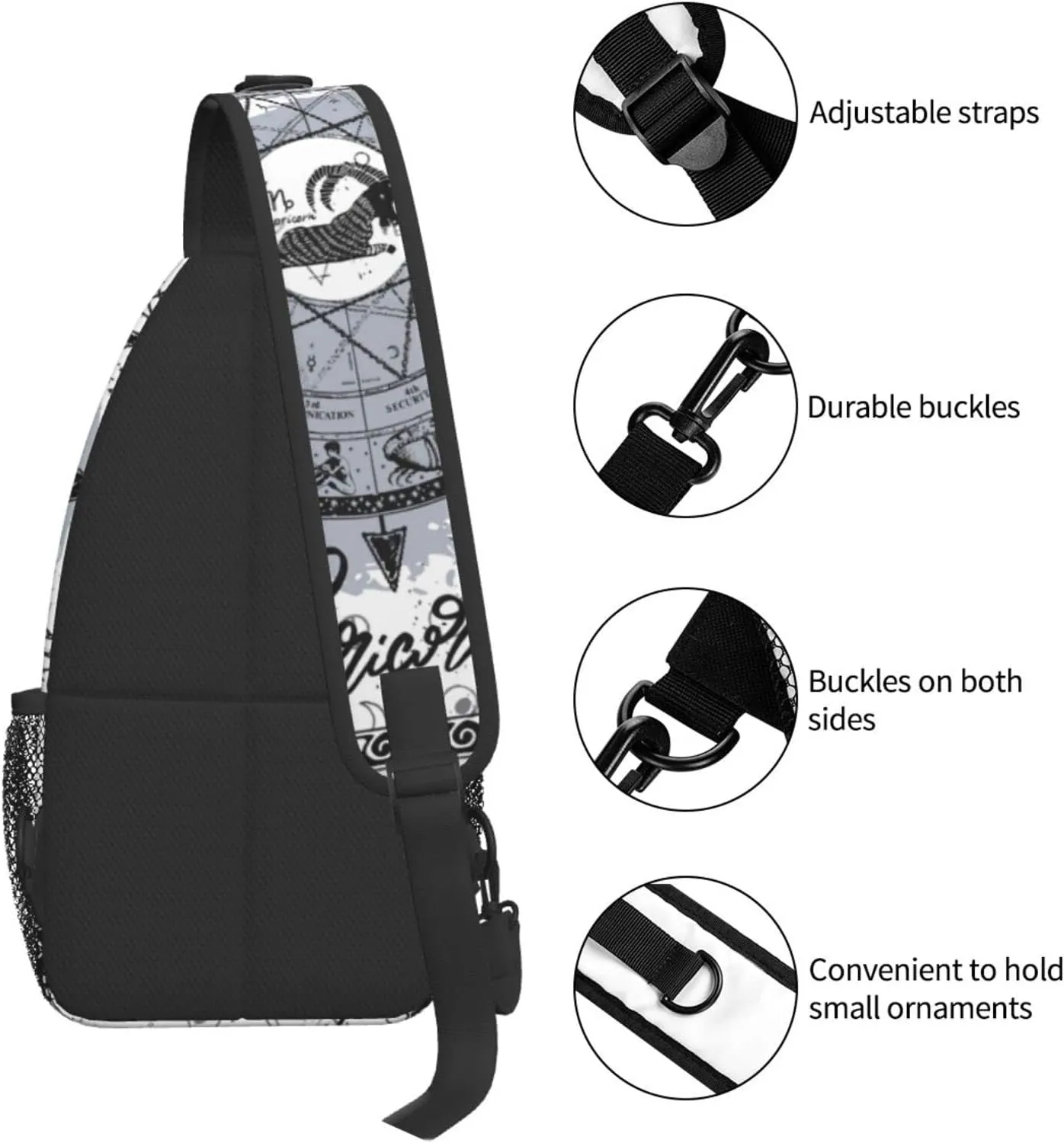 Capricorn Sling Bag Personalized Constellations Chest Bag Travel Hiking Chest Bag Daypack Outdoor Sports Bag For Women Men