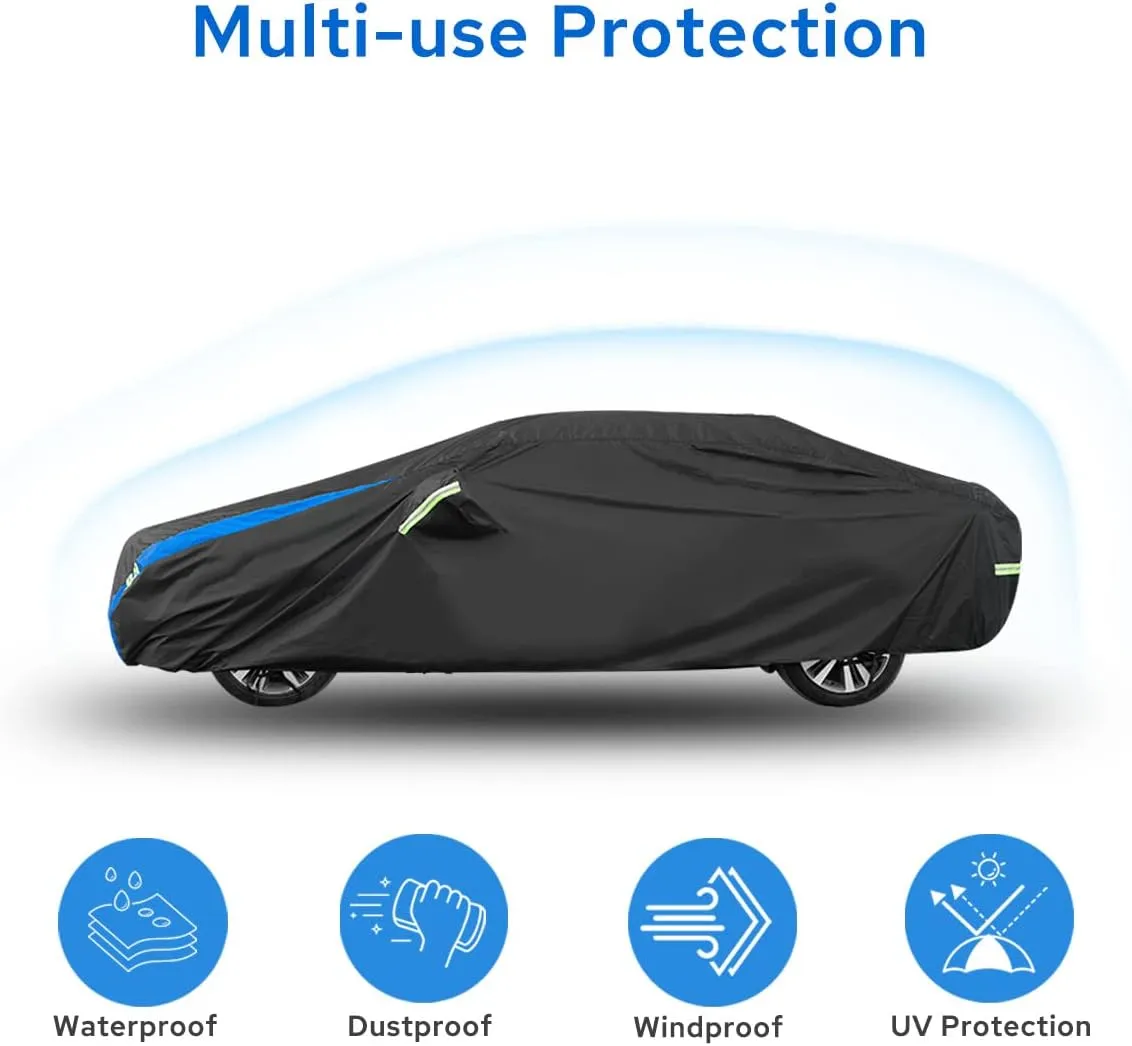 Car Cover Custom Fit for Honda Civic Sedan, Waterproof All Weather Full Exterior Cover Rain Snow UV Protection Outdoor Cover with Side Door Zipper Design