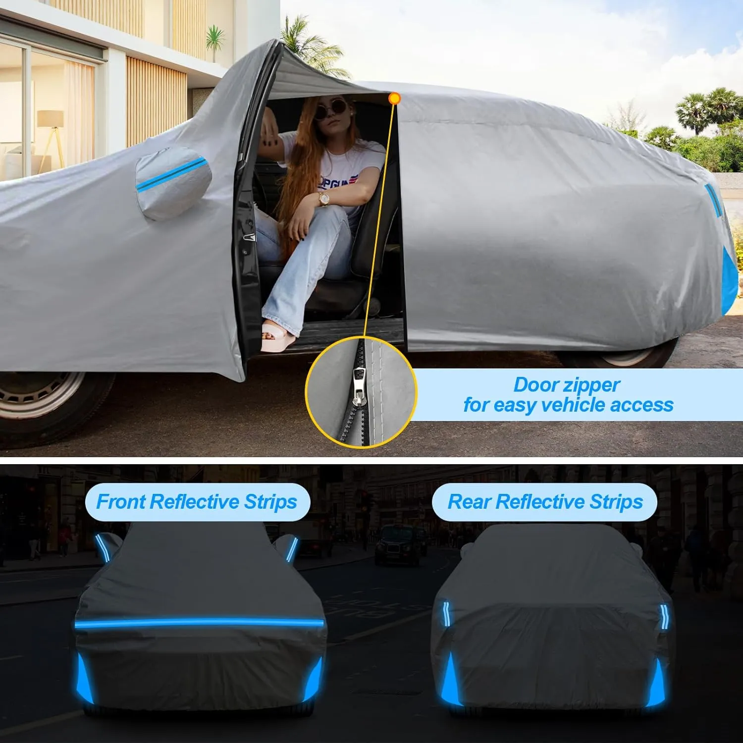 Car Cover for 1984-1996 Corvette C4, Waterproof Custom-fit Sun Rain Dust Snow All Weather Protection Outdoor C4 Full Car Cover with Door Zipper and Cotton Lining-Grey