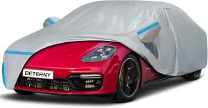 Car Cover for 2014-2025 Porsche Panamera, Waterproof Custom-fit Sun Rain Dust Snow Wind All Weather Protection Outdoor Panamera Full Car Cover with Cotton Lining and Door Zipper-Grey
