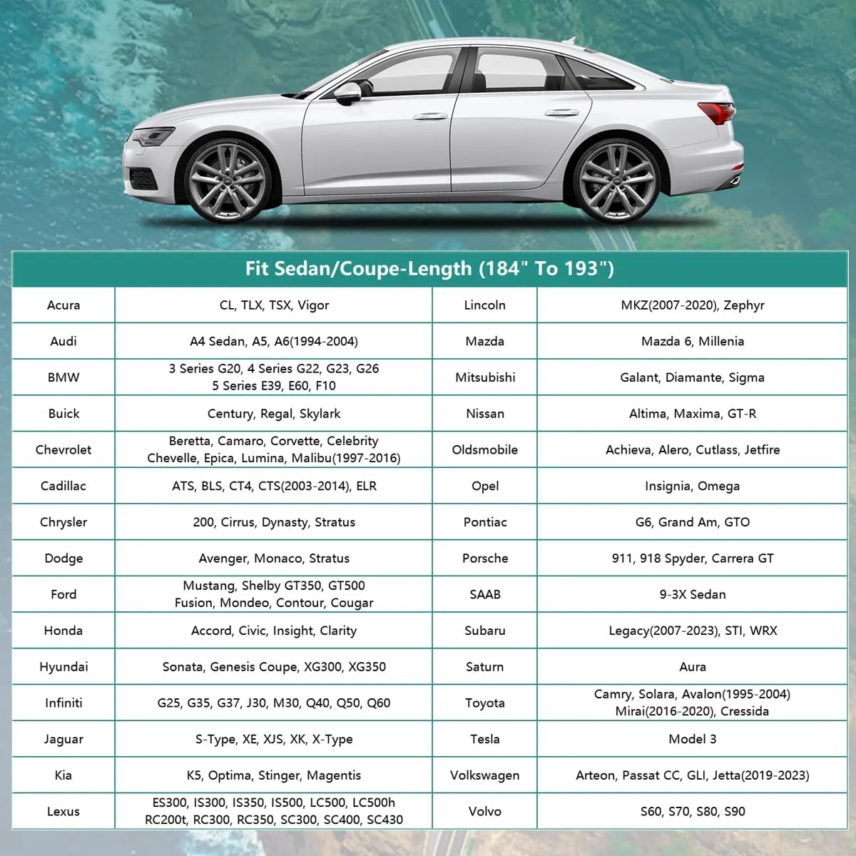 Car Cover for Automobiles Waterproof All Weather, Universal Fit Chevrolet Camaro, Audi A4/A5, Toyota Camry Solara, Lexus IS350, Mercedes-Benz C-Class, Volkswagen Passat, Nissan GT-R etc.