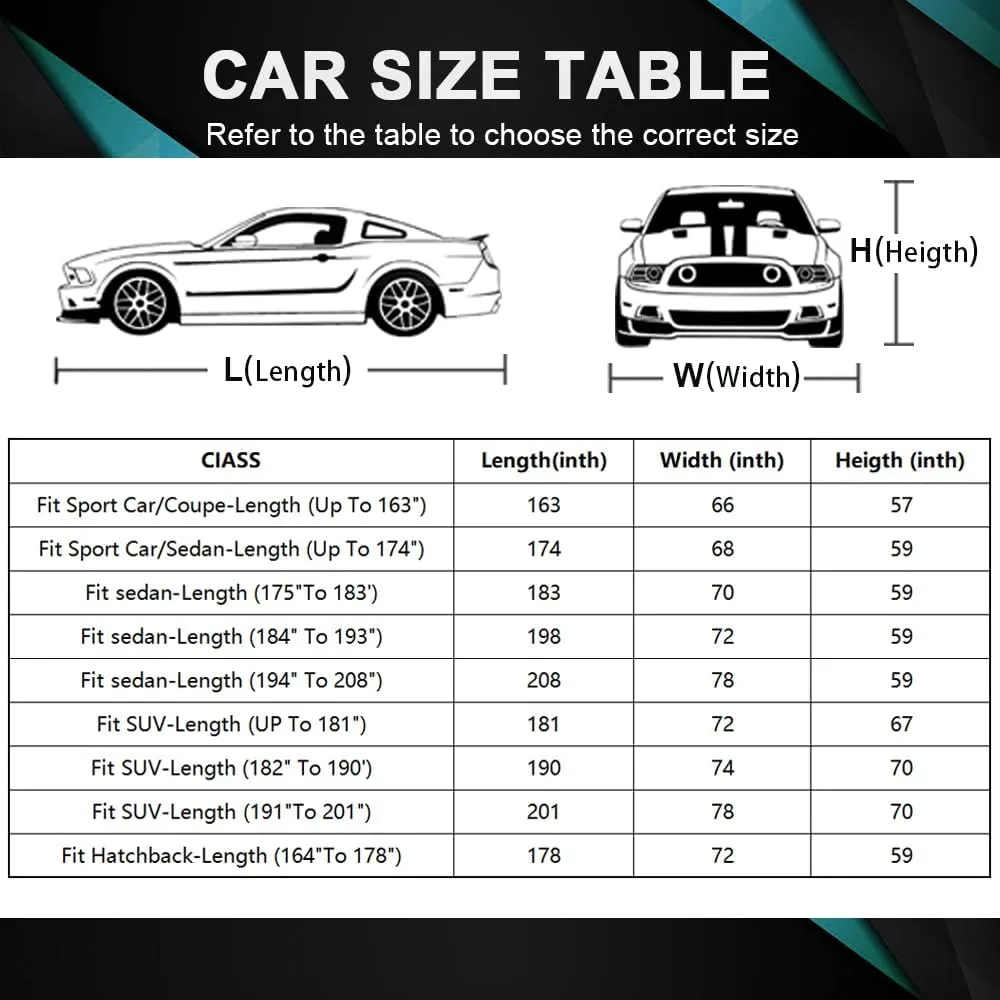 Car Cover for Automobiles Waterproof All Weather, Universal Fit Chevrolet Camaro, Audi A4/A5, Toyota Camry Solara, Lexus IS350, Mercedes-Benz C-Class, Volkswagen Passat, Nissan GT-R etc.